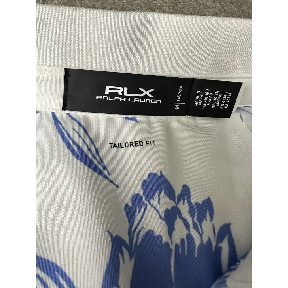 Ralph Lauren White Short Sleeve Polo Top with Blue Floral Print
